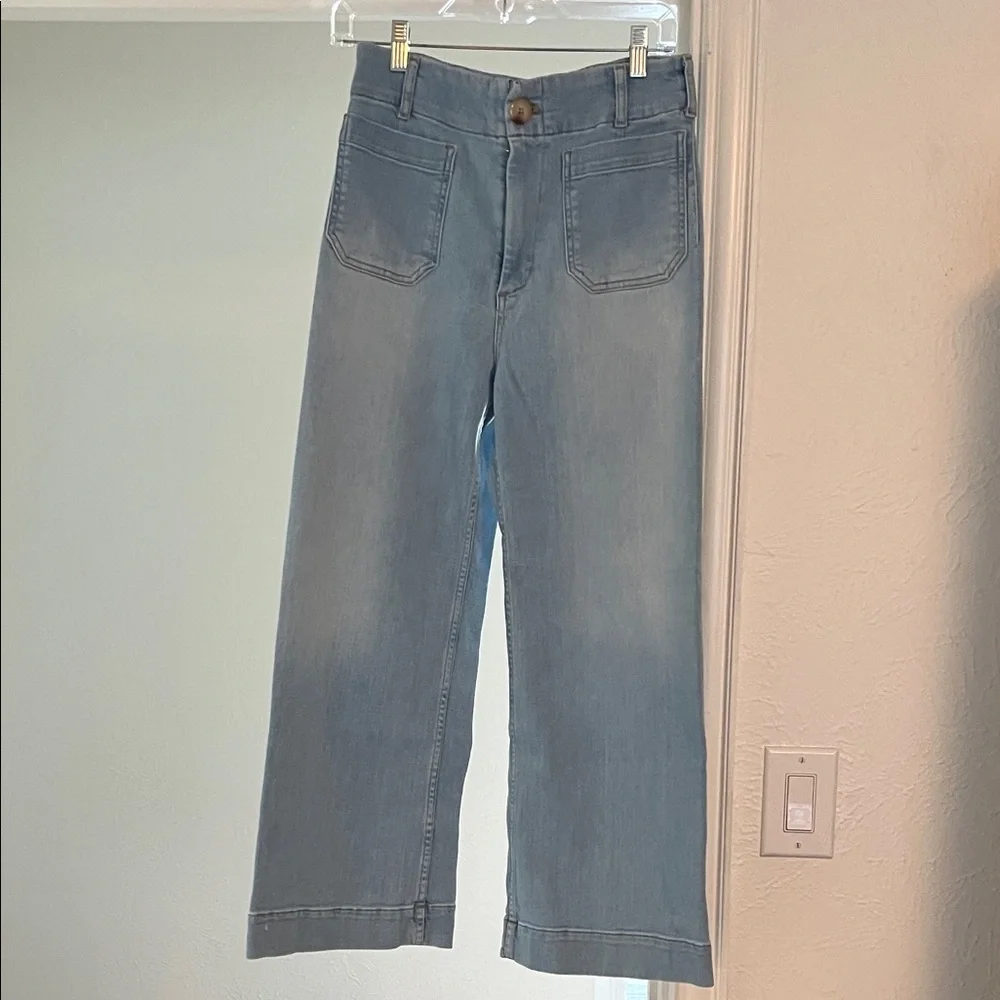 Anthropologie sz 28 Maeve Colette Light Wash Wide Leg Jeans high waisted - Picture 5 of 6